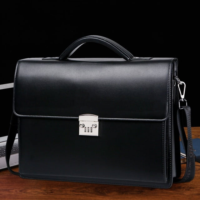 New Male Password Lock Briefcase Diagonal Package Leather Laptop