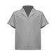 thumbnail image 1 of Camisas Para Hombre Blusa de camisa de lino de algodón de color sólido con solapa de manga corta informal de primavera y verano para hombres (Grey, M), 1 of 3
