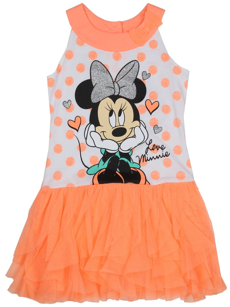 Minnie Mouse Girls Dress Dotted Orange 