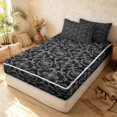 thumbnail image 3 of Erosebridal Traditional Damask Zipper Full Size Comforter Sets with Fitted Sheet and 2 Pillowcases, Gothic Floral Zipper Bedding Set, Black Silver, Black Reversible, 3 of 7