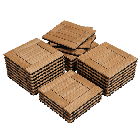 27pcs Wooden Floor Tiles For Outdoor Indoor 12 X 12 Natural