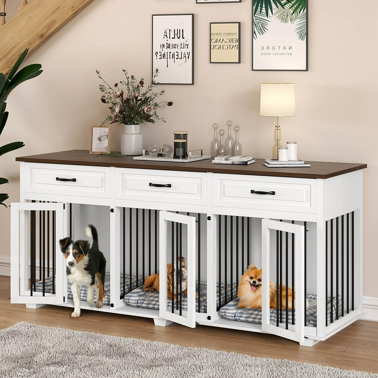 DIY Plans for Double Dog Kennel TV Stand Wooden Dog Crate 