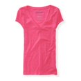 thumbnail image 1 of Aeropostale - Camiseta básica con cuello en V Marled para mujer, rosa, pequeña Aeropostale Camiseta básica, 1 of 2