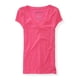 thumbnail image 1 of Aeropostale - Camiseta básica con cuello en V Marled para mujer, rosa, pequeña Aeropostale Camiseta básica, 1 of 2