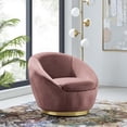 thumbnail image 2 of Armchair Swivel Accent Chair, Pink Gold, Velvet, Modern Contemporary, Living Lounge Cafe Room Hotel Lobby Hospitality, 2 of 7