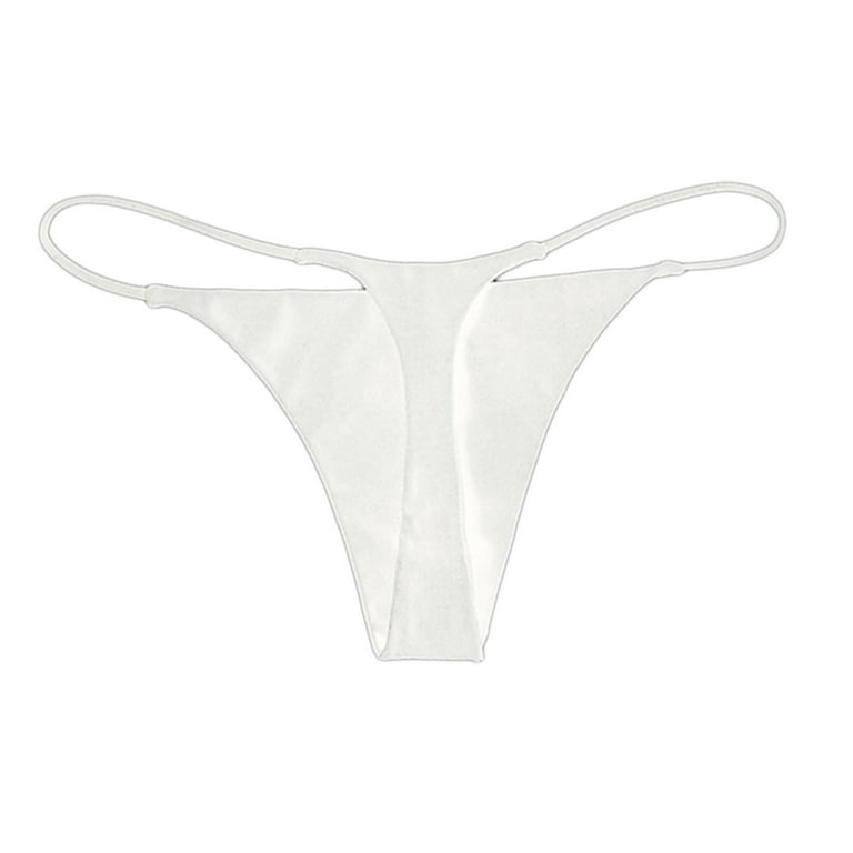Qcmgmg Womens Low Rise Panties Seamless Underwear T-Back Thong White S 
