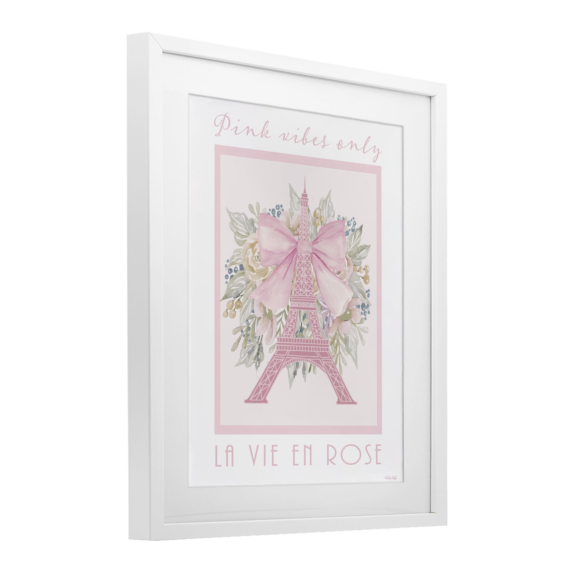 Stupell Industries Pink Vibes Only Paris White Framed Print Under Glass, design by Cindy Jacobs