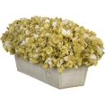 Artificial Hydrangeas in WhiteWashed Wood Ledge (Sage/Cream)