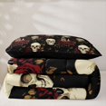 thumbnail image 5 of Feelyou Boho Skull Red Rose Twin Comforter Sets, Spooky Vintage Church Scene Bedding Set, Black, Black Reversible, 2-Piece, 1 Comforter and 2 Pillowcases, 5 of 7