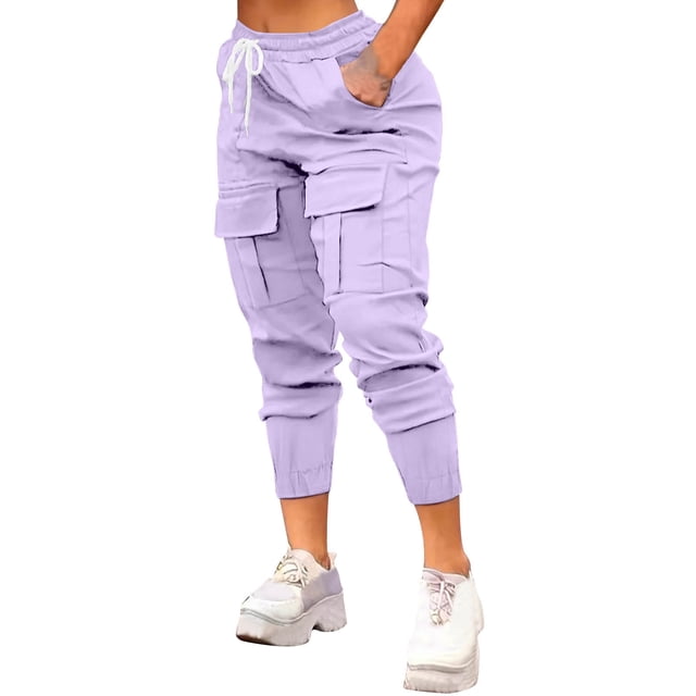 Tii.MM Pantalons Cargo pour Femmes, Joggers Cargo de Randonnée pour Femmes, Pantalons de Survêtement d'Été à Bas Resserré avec Poches pour Golf et Voyage