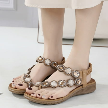 

Vedolay Women s Shoes Women s Cute Slip-on Flatform Sandals Casual Wear Walking Wedges Brown 7.5