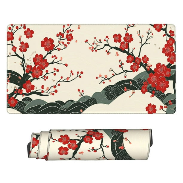 Alfombrilla de ratón AQQA Cherry Blossom Waves XL, 80 x 40 cm, antideslizante