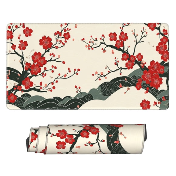 Alfombrilla de ratón AQQA Cherry Blossom Waves XL, 80 x 40 cm, antideslizante