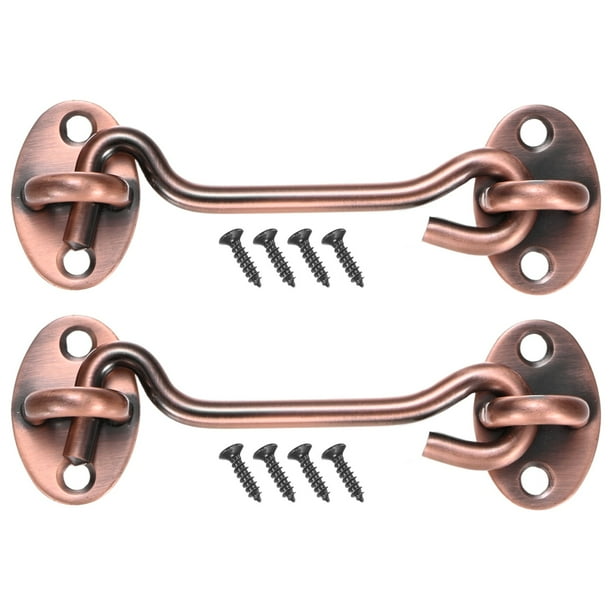 Uxcell 2-Pack Pestillo de Gancho y Ojo para Puerta 4 Pulgadas Gancho y Ojo para Puerta/Ventana/Gabinete de Acero Inoxidable 201 Rojo