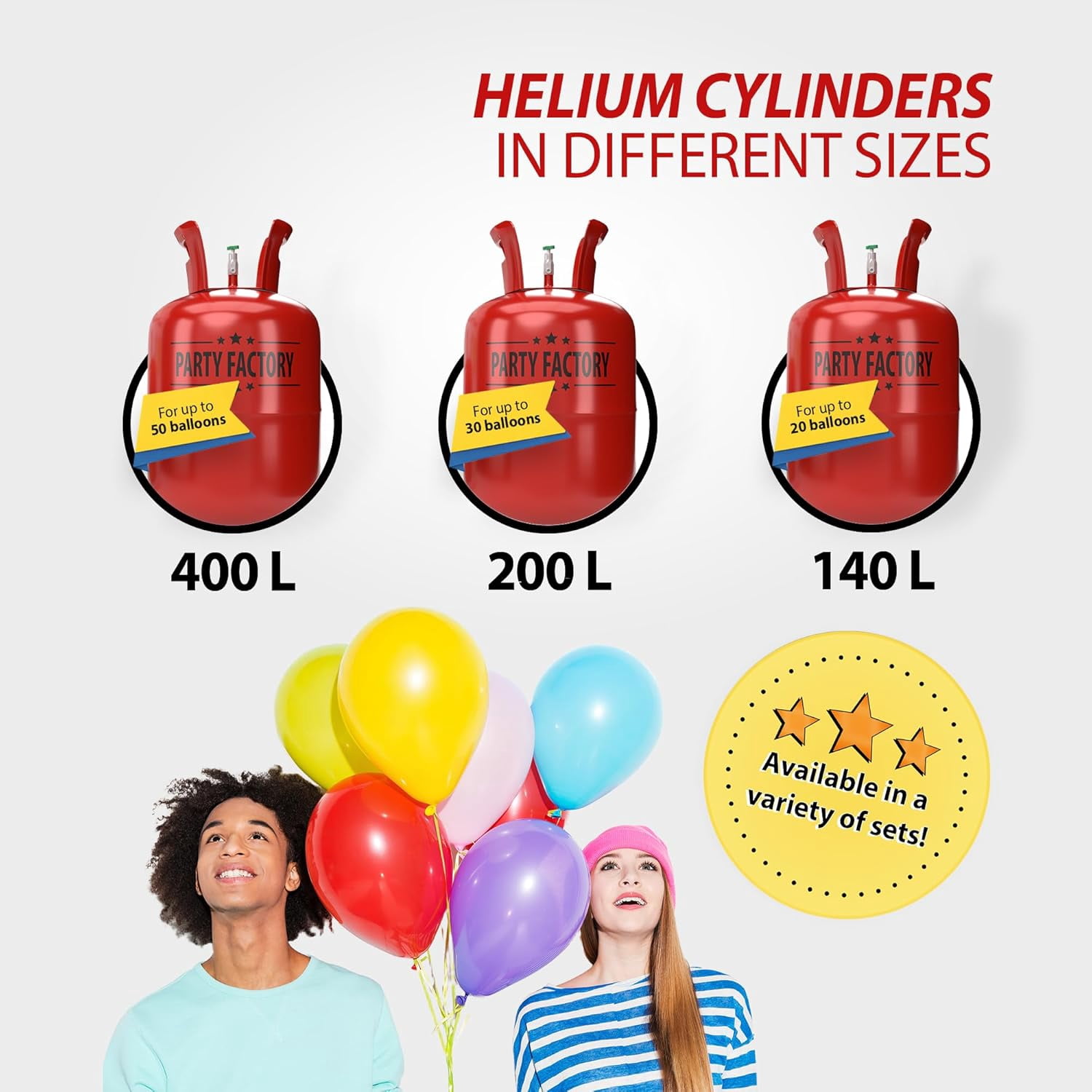 Party Factory Helium Tank for 30 Latex Balloons, Helium Cylinder 7 cu. ft. Gas for Balloons, Ideal for Birthday Party, Wedding…