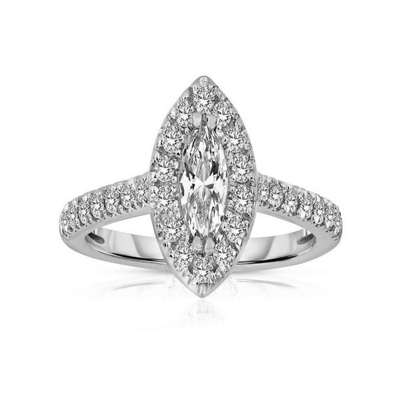 Half Carat Marquise cut Halo Diamond Engagement Ring in White Gold