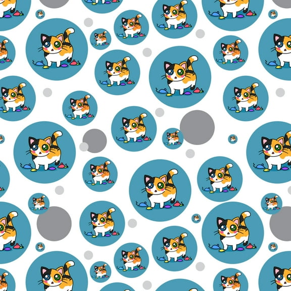 Calico Kitten with Cat Toys Premium Gift Wrap Wrapping Paper Roll