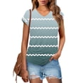 thumbnail image 2 of Eres Más Que una Camisa de Puntuación de Prueba Sexy de Manga Corta Lentejuelas Suelta Camisa de Blusa con Cuello en V, Poliéster, 2 of 8