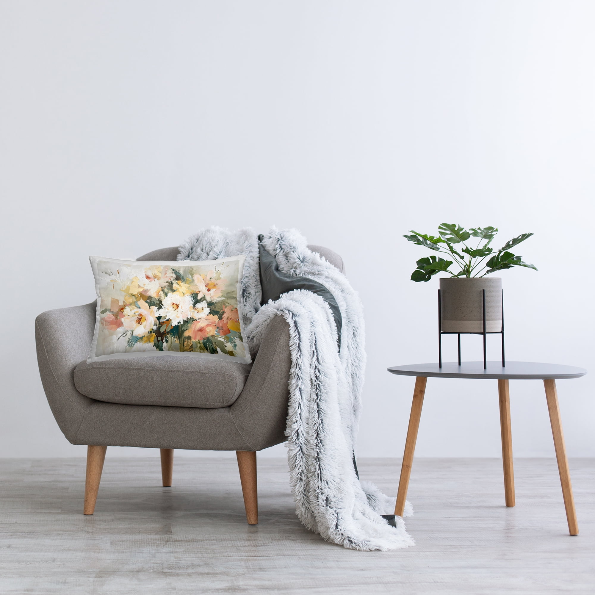 Stupell Industries Brushed Bouquet Blooms Decorative Printed Throw Pillow Design by Raymond Powers.
