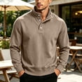 thumbnail image 6 of Xdegoge Mens Henley Shirts Long Sleeve Button Down Mock Neck Pullover Sweatshirts Casual Slim Fit Athletic Activewear Tops for Fall Winter Classic Basic Loungewear, 6 of 7