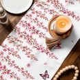thumbnail image 3 of Butterfly Flower Table Runner - 120 Inch Long Watercolor Farmhouse Country Pink Floral Cotton and Linen Blended Dress Scarves Farmhouse Table Runner for Kitchen Dining, Coffee Table, 13" x 120", 3 of 8