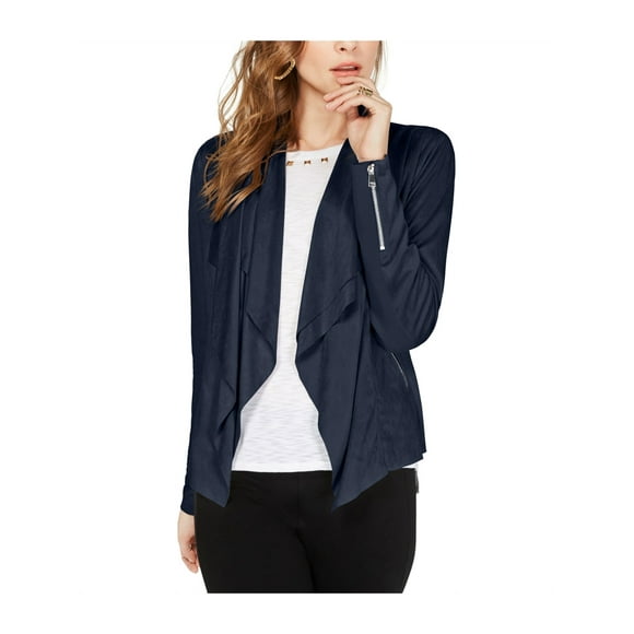 I-N-C Womens Faux-Suede Jacket navy L