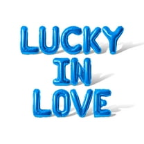 Letter Balloons - LUCKY IN LOVE 16" Inch Alphabet Letters Foil Mylar Balloon Bachelorette or Bridal Shower Party Banner (Blue)