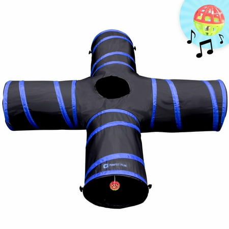 UPC: 0611677974282 | Purrfect Feline 4 Way Cat Tunnel  Interactive Cat Toy for Indoor Cats  Blue
