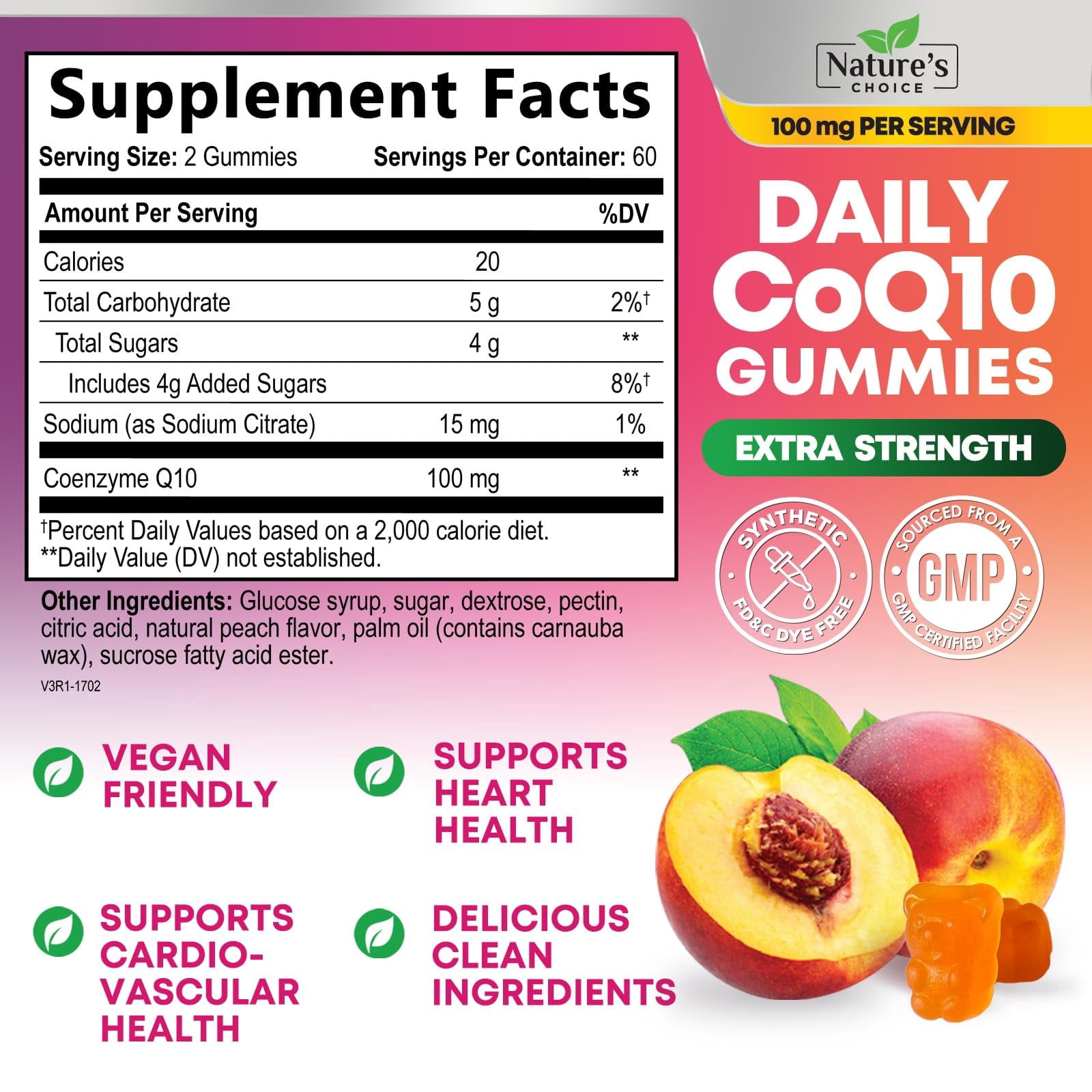 CoQ10 Gummies for Adults 100mg - 3X Strength, High Absorption, Antioxidant Supplement for Heart Health Support & Energy Production, Ultra Coenzyme Q10 Vitamins, Coq 10 Supplements - 120 CoQ10 Gummies