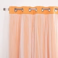 thumbnail image 3 of "Quality Home Gathered Tulle Overlay Blackout Curtain Panel Pair - Stainless Steel Nickel Grommet Top - ORANGE - 52"" W x 108"" L - (Set of 2 Panels)", 3 of 4