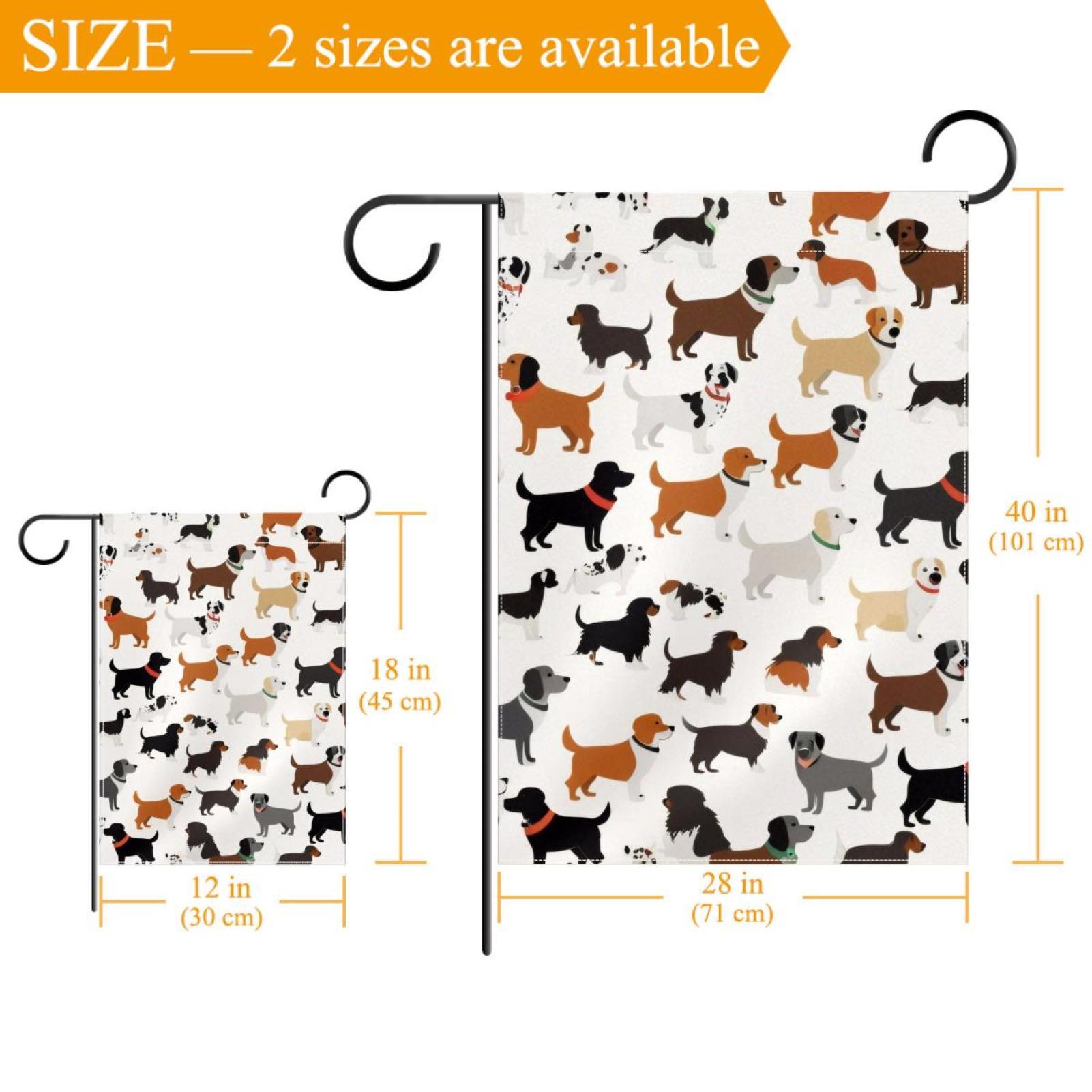 Different Breeds of Dogs Double Sided Garden Flag Decorative Weather Resistant Yard Flag, Large DIY Vertical Flag for Farmhouse Patio Lawn, 28x40 Inch