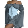 thumbnail image 1 of Womens Fashion One-Shoulder Trumpet Sleeves Ruffled Sweet Retro Vintage Style Chiffon Dress, 1 of 5