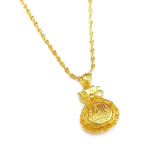 SSKFHGI Golden Lucky Bag Good Luck Amulet Pendant Necklace Men Women E3P9 Z2I6