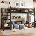 thumbnail image 3 of Bellemave Twin XL Loft Bed with Stairs, Heavy Duty Loft Beds Frame with Storage Basket, Bookshelf, Clothing Rack and Safety Wavy Guardrails, Large Under-Bed Space for Bedroom, Black, 3 of 8