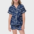 thumbnail image 2 of Girls Silk Pajamas Set Print Short Sleeves Button Down Tops Set Classic Pajamas Set Pjs Girls Boys Girls Fashion, 2 of 5