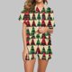 thumbnail image 1 of Puntoco Pijama de mujer con cuello en V y manga corta con estampado navideño, 1 of 5