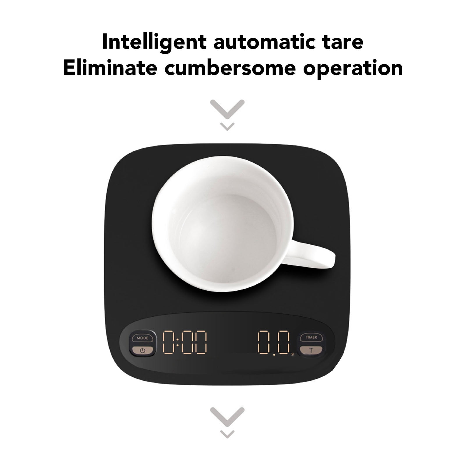 YAHHU Coffee Scale Highly Accurate Touch Invisible Screen Maximum Weighing Capacity 2kg 0.1g Graduation Value Electronic Baking Scale 6.5 inches / 16.5 cm