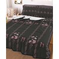 thumbnail image 3 of Quilts Twin-XL Size Bedding Set, Spring Floral Lightweight Quilted Comforter, Vintage Bohemia Flowers Leaves Bows Black Soft Reversible Bedspread Coverlet with Pillow Covers for All Season, 68" x 98", 3 of 7