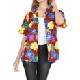 thumbnail image 4 of HAPPY BAY Women's Button Down Blouses Casual Tops Summer Beach Party Blouse Shirt Floral Blouses Short Sleeve Tee Button up Hawaiian Shirts for Women S Colorful Flowers, Red, 4 of 5