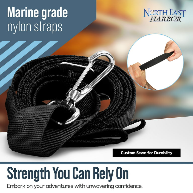 Knox Adjustable Boat Straps for Bimini Tops, Marine Awning Webbing Straps, 316 Stainless Steel Snap Hooks, Marine Nylon Top Straps, Bimini Canvas