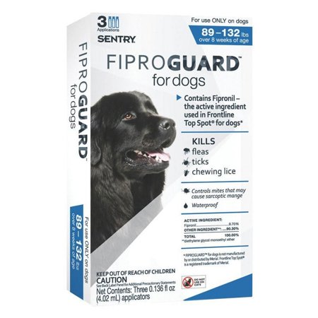 UPC: 0073091029533 | Sentry FiproGuard Dog Flea & Tick Topical 89-132 Pound 3 Monthly Treatments