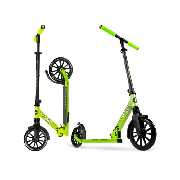 Madd Gear Metro 250- Black/Green Folding Commuter Scooter with Adjustable Bar