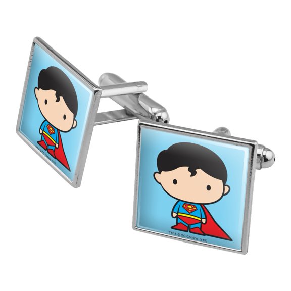 Superman Cute Chibi Character Square Cufflink Set - Silver or Gold
