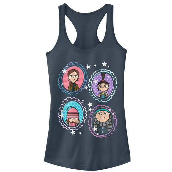 Junior's Despicable Me Family Portrait Racerback Tank Top Indigo Small