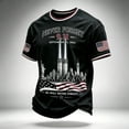 thumbnail image 2 of Never Forget 9/11 25th Anniversary Men's T-Shirt - Vintage Style Memorial Graphic Tee with Crew Neck for Everyday Commemorative Wear Black L, 2 of 3