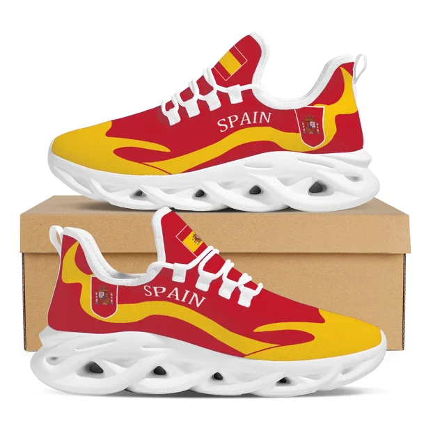 Zapatos vulcanizados para mujer con estampado del águila de San Juan, emblema nacional, diseño de la bandera de España, zapatillas deportivas para exteriores, transpirables, informales, con cordones
