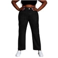 thumbnail image 2 of ClodeEU Women's Faux Denim High Stretch Flare Pants with Faux Pockets,Loose Fit Casual Leggings Black,Womens Plus M, 2 of 8