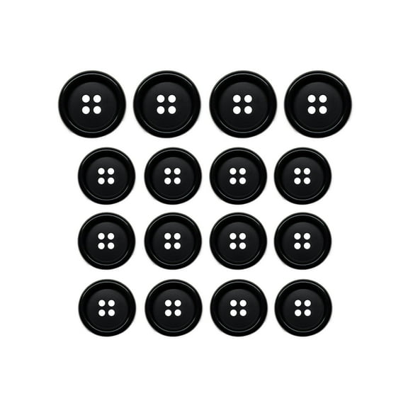 ButtonMode Luxury Suit Buttons 16pc Set includes 4 Buttons measuring 20mm (3/4 Inch) for Jacket Front and 12 Buttons measuring 15mm (9/16 Inch) for Jacket Sleeves and Pants, Black, 16-Buttons