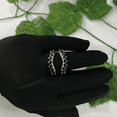 thumbnail image 2 of Vintage Black Diamond Curved Ring Crown Wedding Band Guard- Onyx Matching Bridal Stacking Ring For Her, 2 of 7