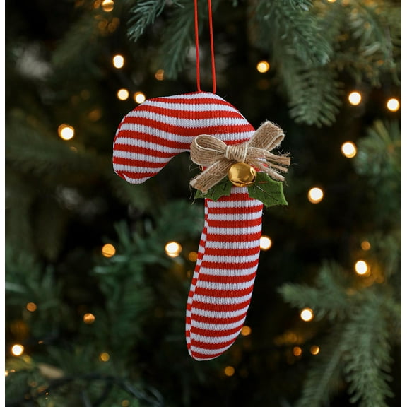NWOKYZGH Farmhouse Christmas Burlap Candy Cane Christmas Tree Hanging Ornaments Decoration